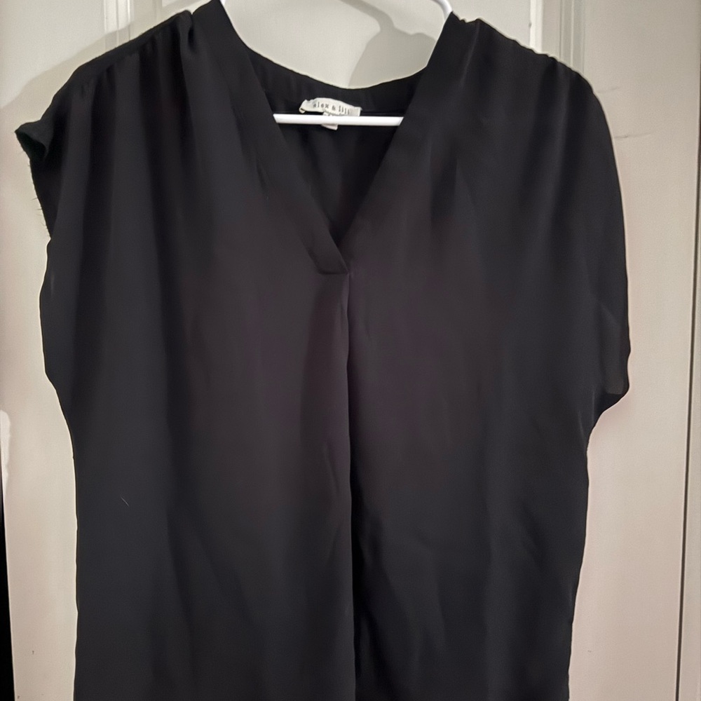 Black V-Neck Women's Top